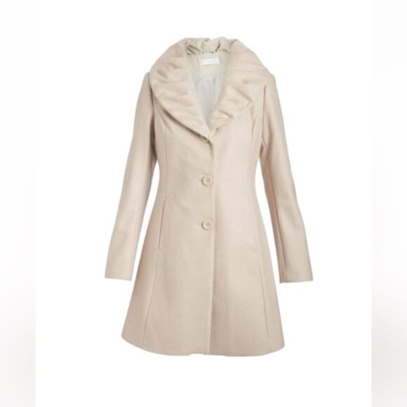 Tahari Abigail Wool Shawl Collar Coat Beige - Picture 2 of 16